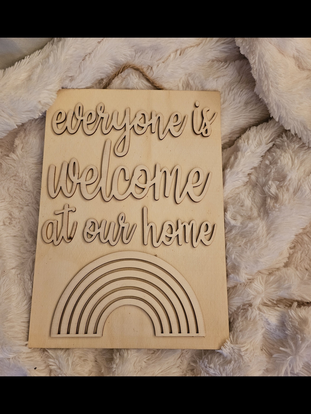DIY✨️Wooden 'Everyone Is Welcome At Our Home' Sign - Natural Wood
